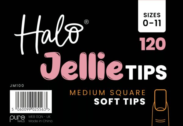 Halo Jellie Nail Tips 120s Medium Square Artwork - JM100