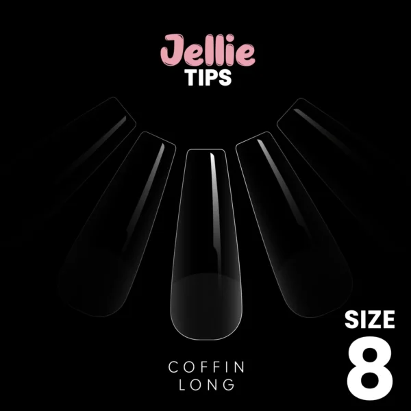 Halo Jellie Nail Tips 50st Coffin Long Sizes 8 - JCL118