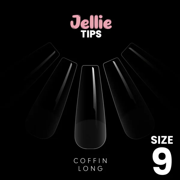 Halo Jellie Nail Tips 50st Coffin Long Sizes 9 - JCL119