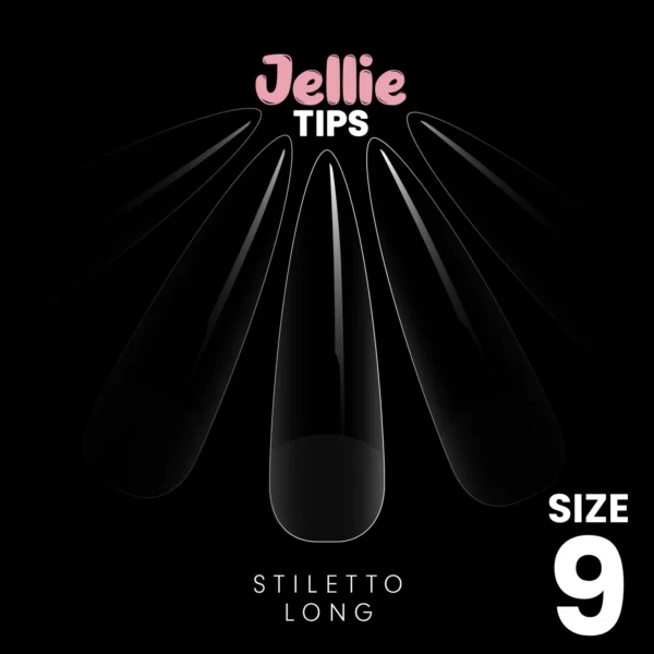 Halo Jellie Nail Tips 50st Stiletto Long Sizes 9 - JSL119
